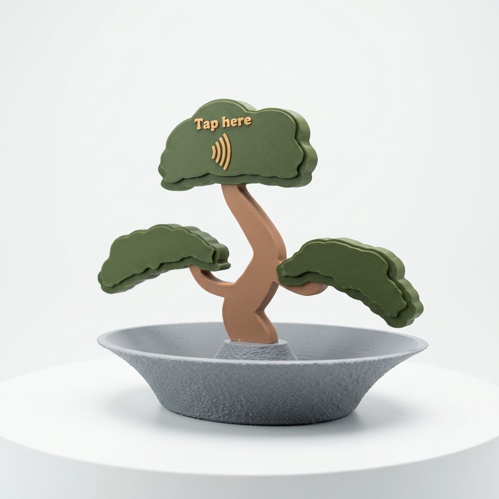 3D printed bonsai NFC decor product photo on white background